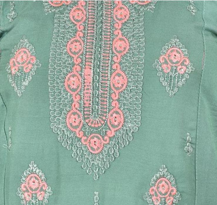 Light green embroidered kids kurta set