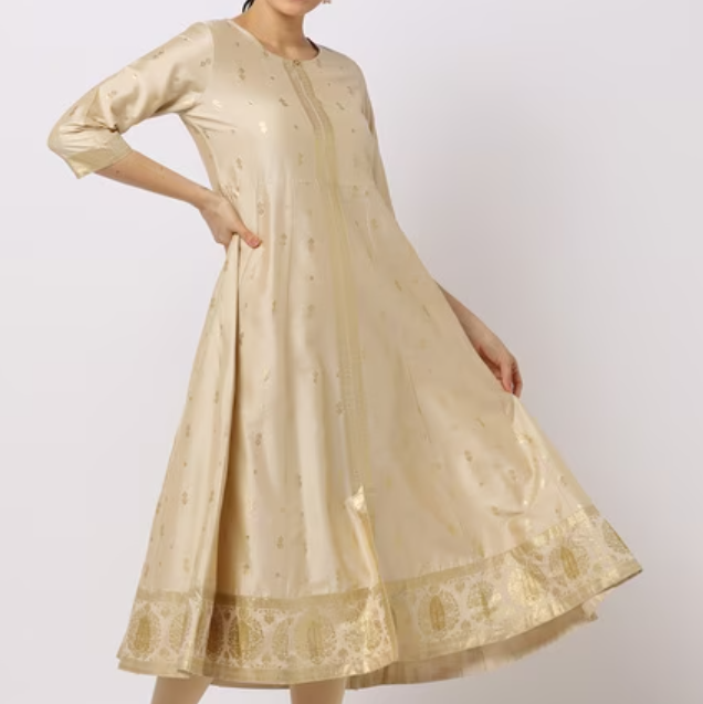 AVAASA gold print Anarkali Kurta