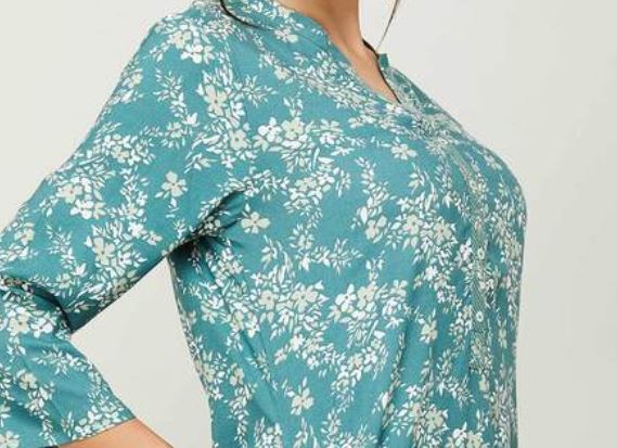 Mélange Floral Print Straight Kurta