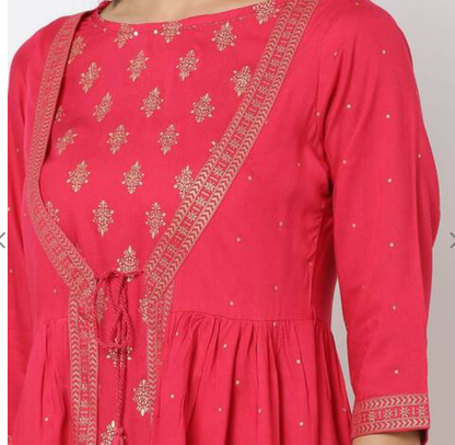 Gold printed attached jacket kurta