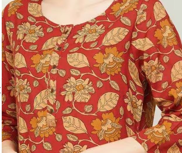 Mélange kalamkari Print Straight Kurta