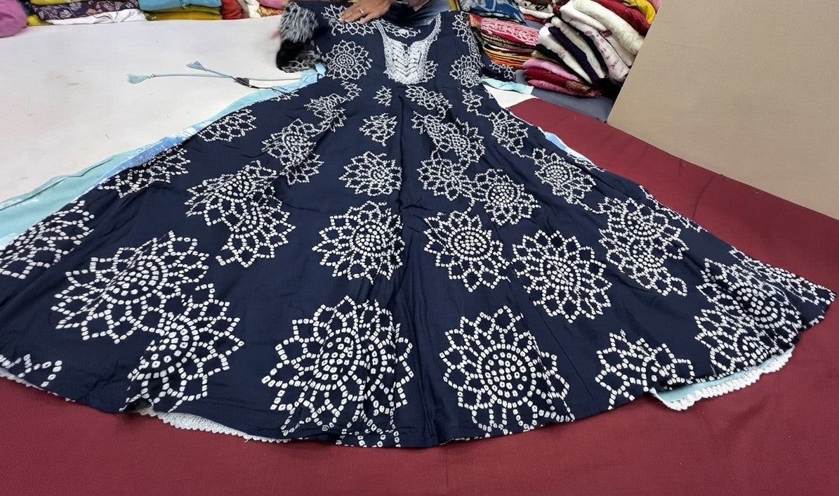 Dark blue Bandhani dress