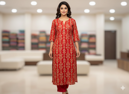 Vatican silk ikkat print kurtaset