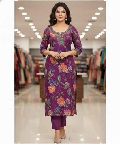 Vatican silk kurta (Magenta)