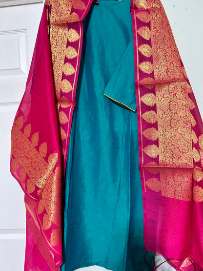 Premium chanderi silk kurta dupatta set