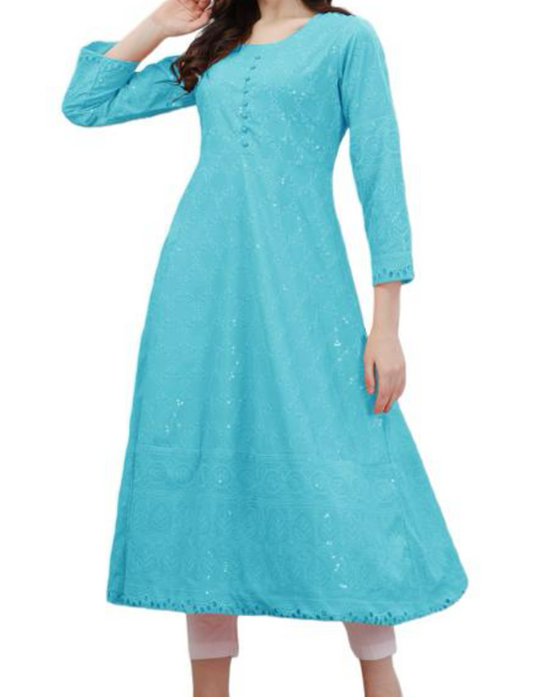 Elegant light blue chikankari anarkali kurta