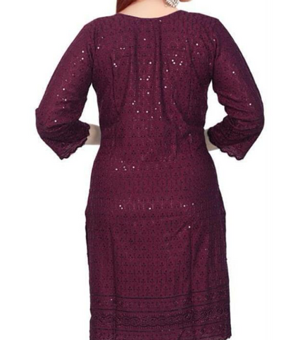 Elegant wine color chikankari kurta