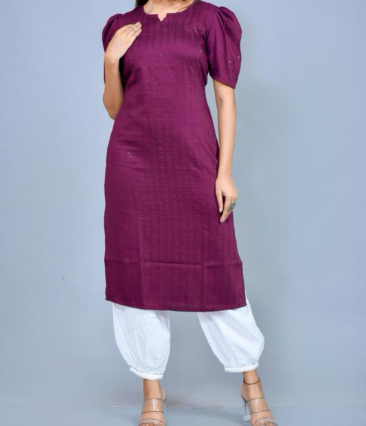 Puff sleeve full sequence work Kurta pant set