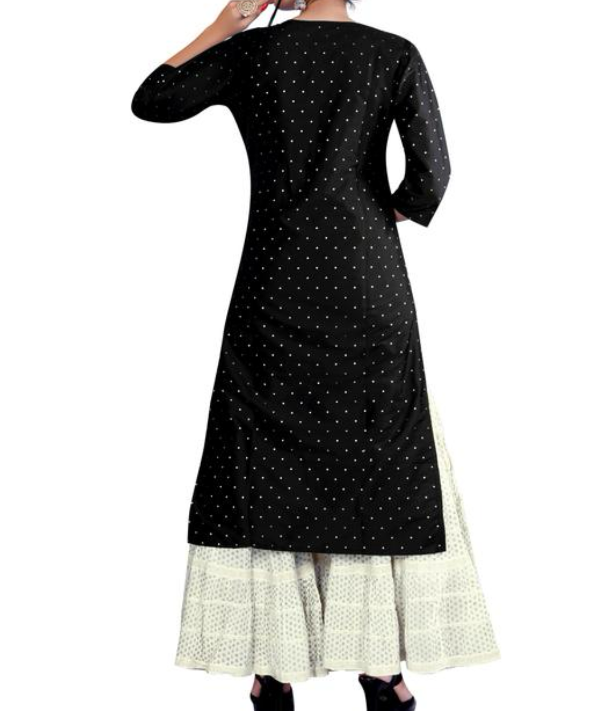 Embellished silk kurta (Black)