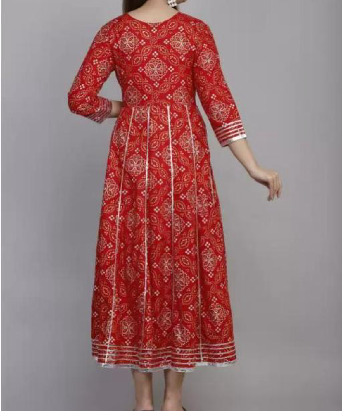 Beautiful neck bandhani anarkali kurta