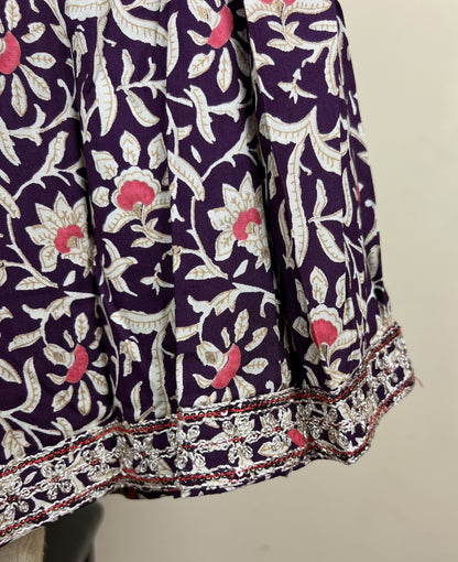 Purple flower print anarkali dress