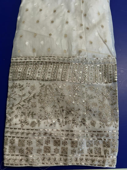 Cream chanderi silk zari woven dress