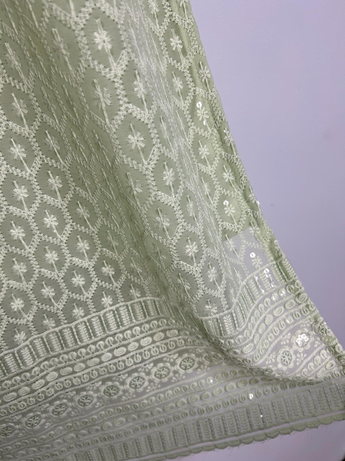 Elegant pastel green chikankari kurta