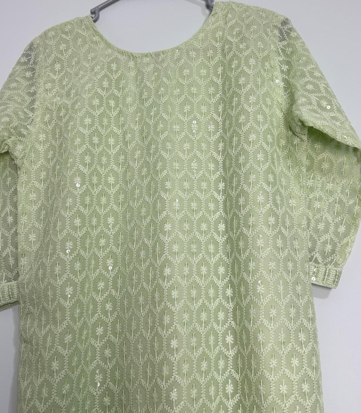 Elegant pastel green chikankari kurta