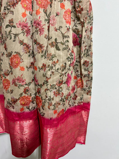 Chanderi silk long dress (Pink)