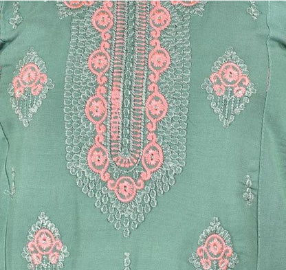 Light green embroidered kids kurta set
