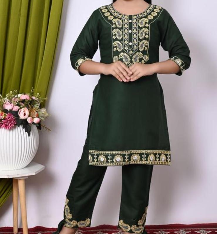 Pretty embroidered girls kurtaset or dress