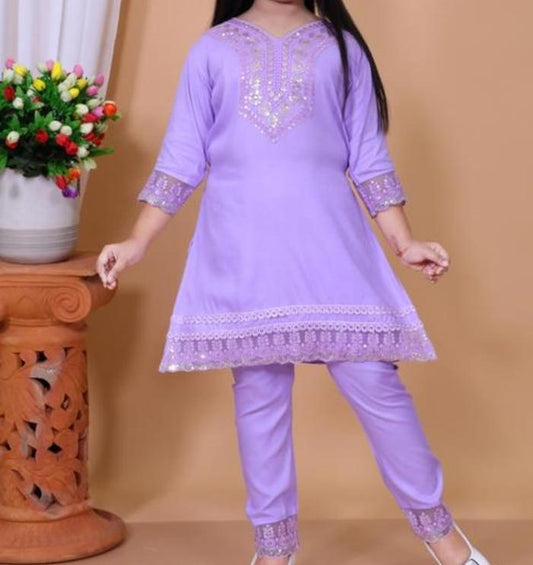 Pretty embroidered girls kurtaset or dress