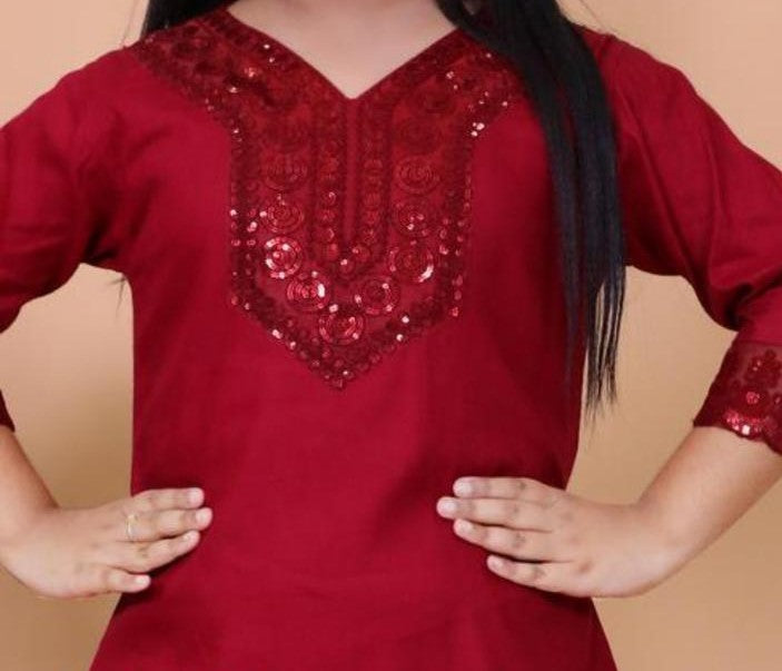 Pretty embroidered girls kurtaset or dress
