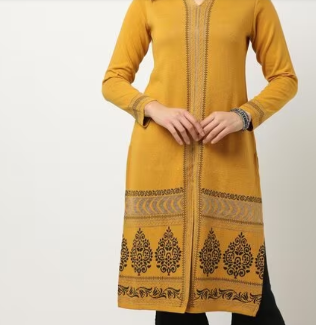 Flat Knit Winter Straight Kurta