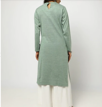 Floral Print Knitted Straight Winter Kurta